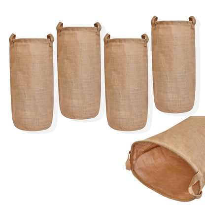 Jute Storage Bins | Burlap Basket for Dirty Clothes, Toys, Blankets  | Ideal for Bedroom & Nursery | Natural Jute | Pack of 8.