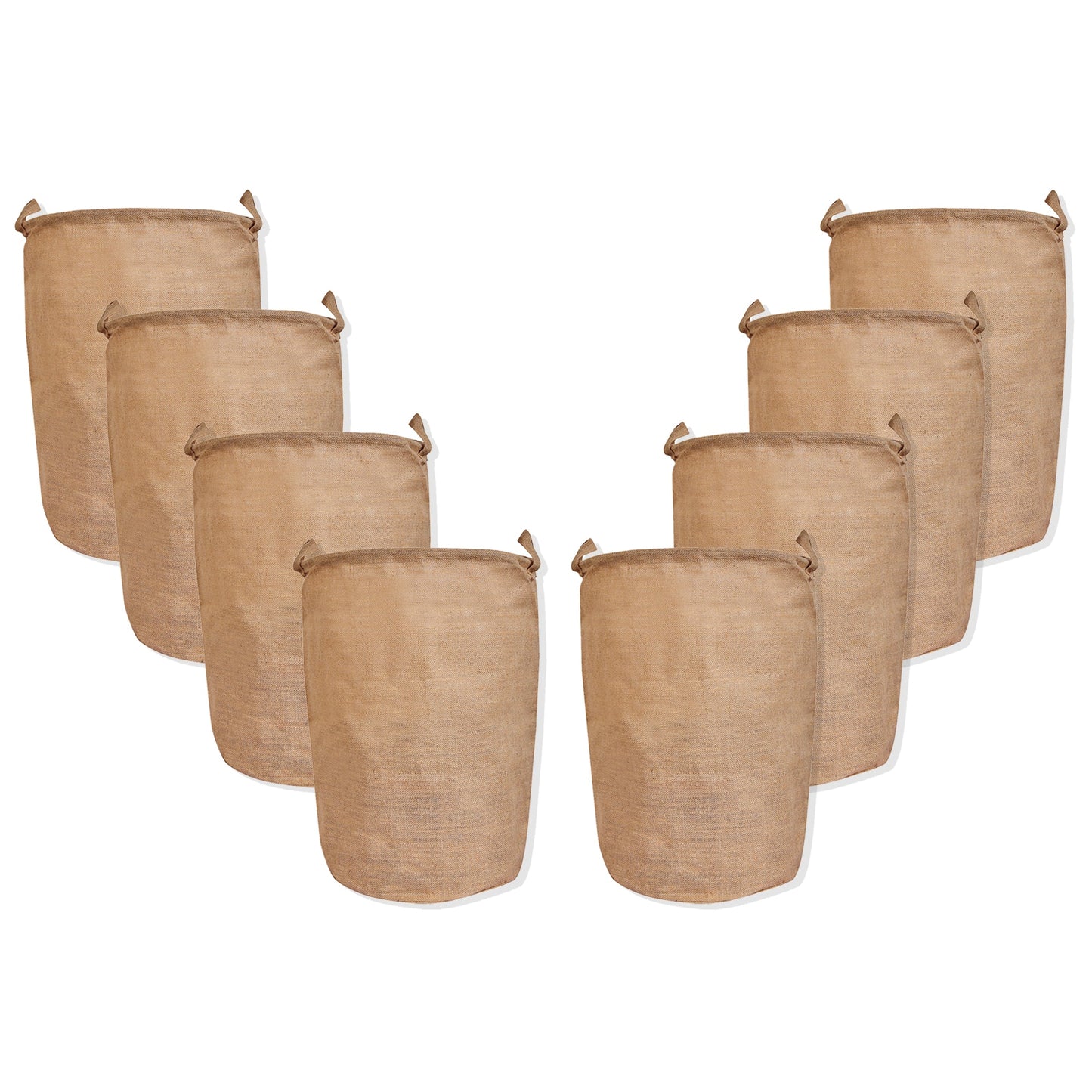 Burlap Jute Storage Baskets – Laundry B Storage Basket with Handles for Living Room, Bedroom – Ideal for Nursery, Toys, Clothes (Packs of 8)