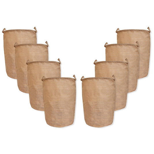 Burlap Jute Storage Baskets – Laundry B Storage Basket with Handles for Living Room, Bedroom – Ideal for Nursery, Toys, Clothes (Packs of 8)