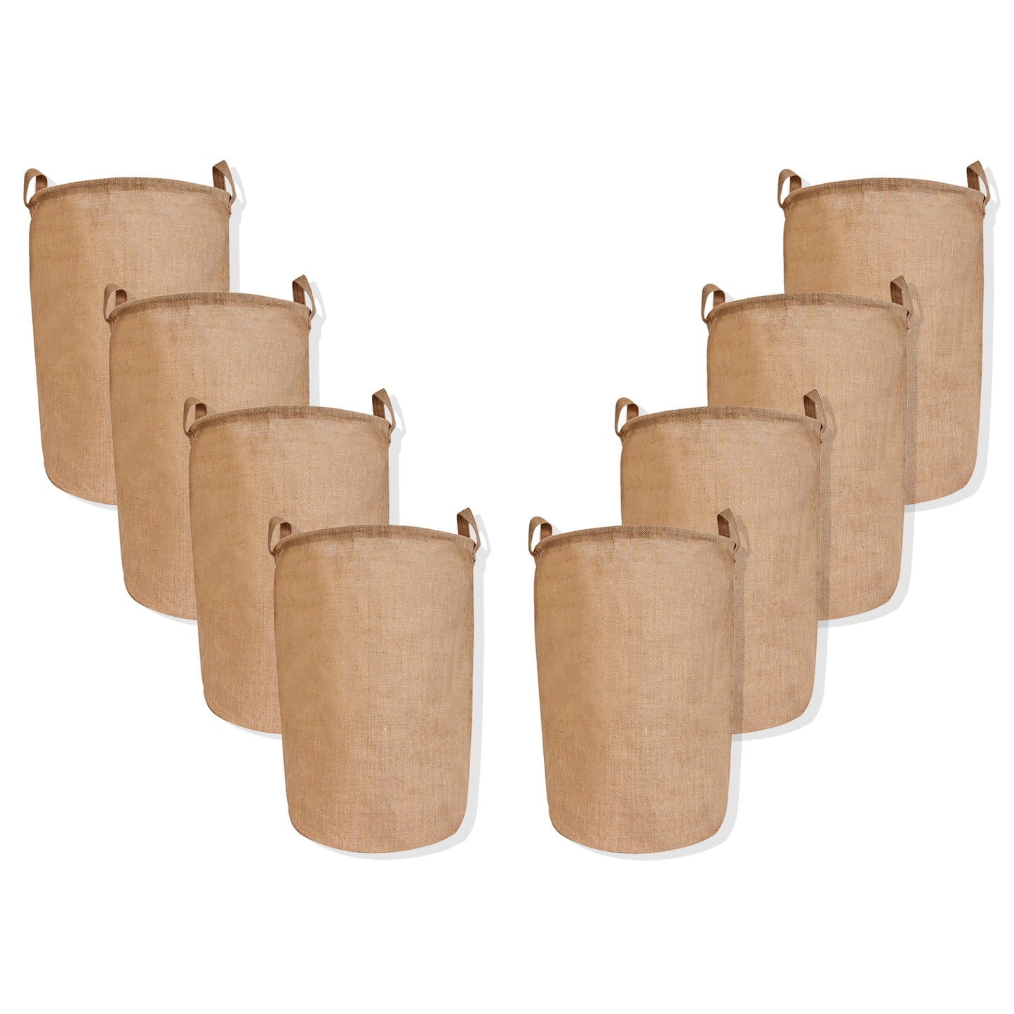 Jute Laundry Bags – Durable Burlap Storage Bags for Dirty Clothes, Home Laundry & Organization (Packs of 8)