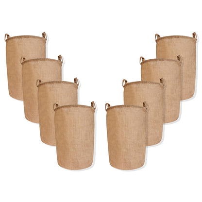 Jute Laundry Bags – Durable Burlap Storage Bags for Dirty Clothes, Home Laundry & Organization (Packs of 8)