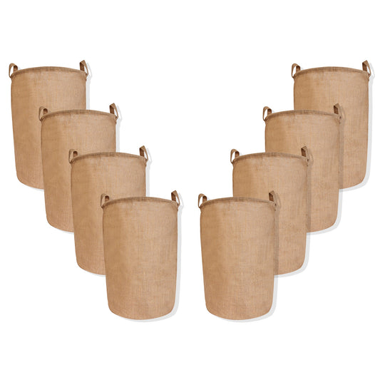 Jute Laundry Bags – Durable Burlap Storage Bags for Dirty Clothes, Home Laundry & Organization (Packs of 8)
