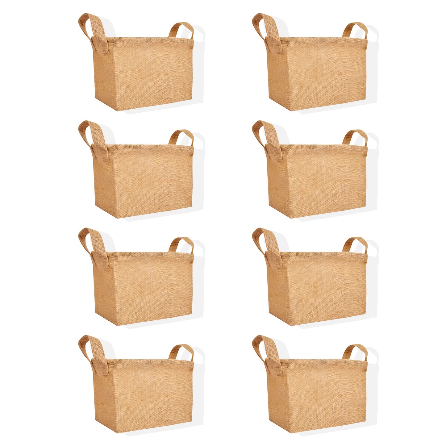 Jute Storage Baskets – Small Wicker Hampers for Clothes, Books, Toys, Natural Bedroom Organizer (Packs of 8)