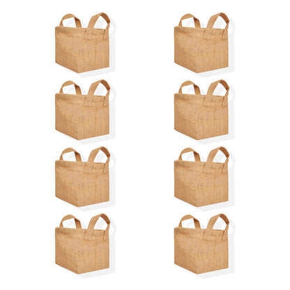 Freestanding Burlap Jute Baskets with Handles – Collapsible Hampers for Toys, Clothes & Home Organization (Set of 8)