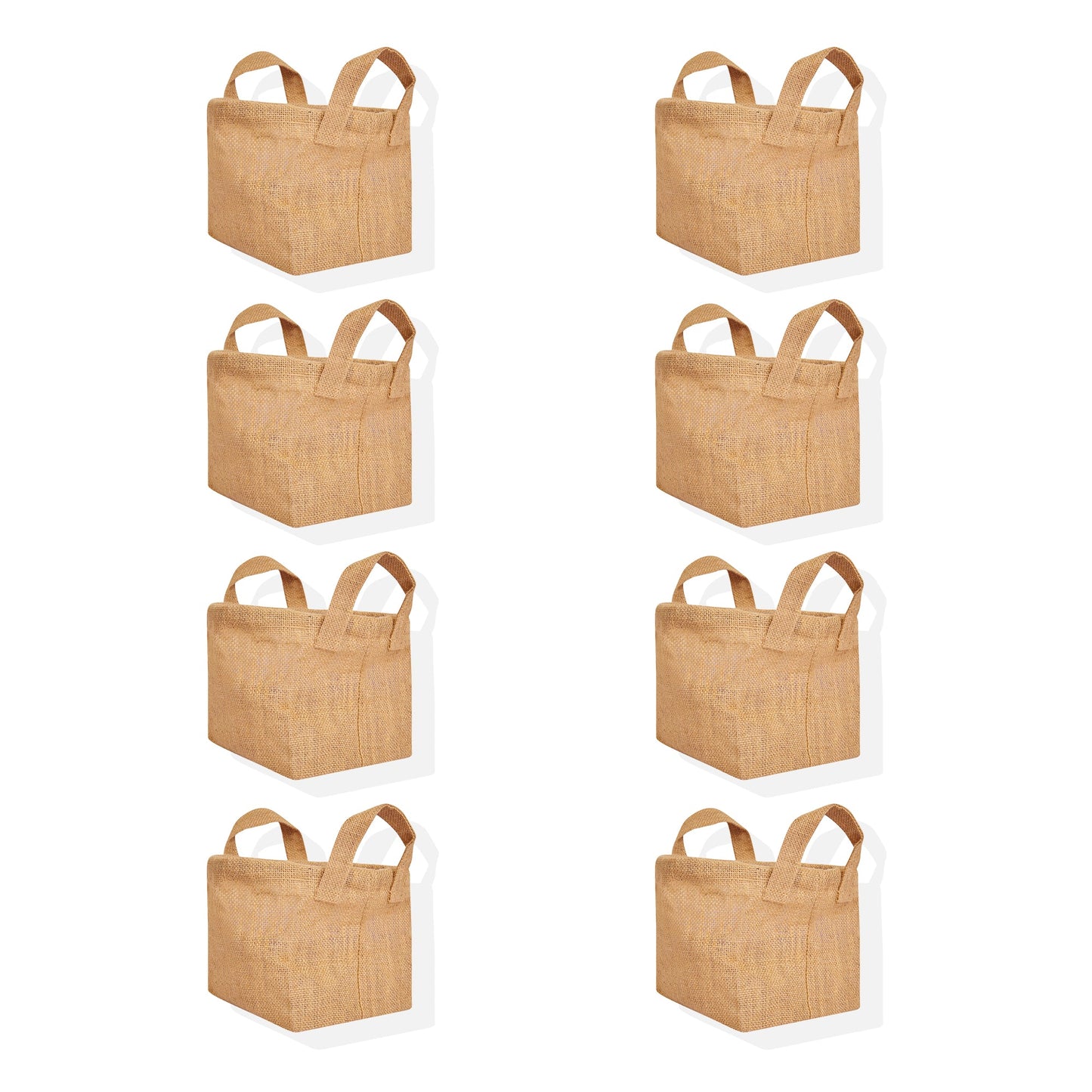 Beige Jute Storage Baskets –Laundry Storage Basket with Handles for Living Room, Bedroom – Organizer Bins for Toys, Books (Packs of 8)