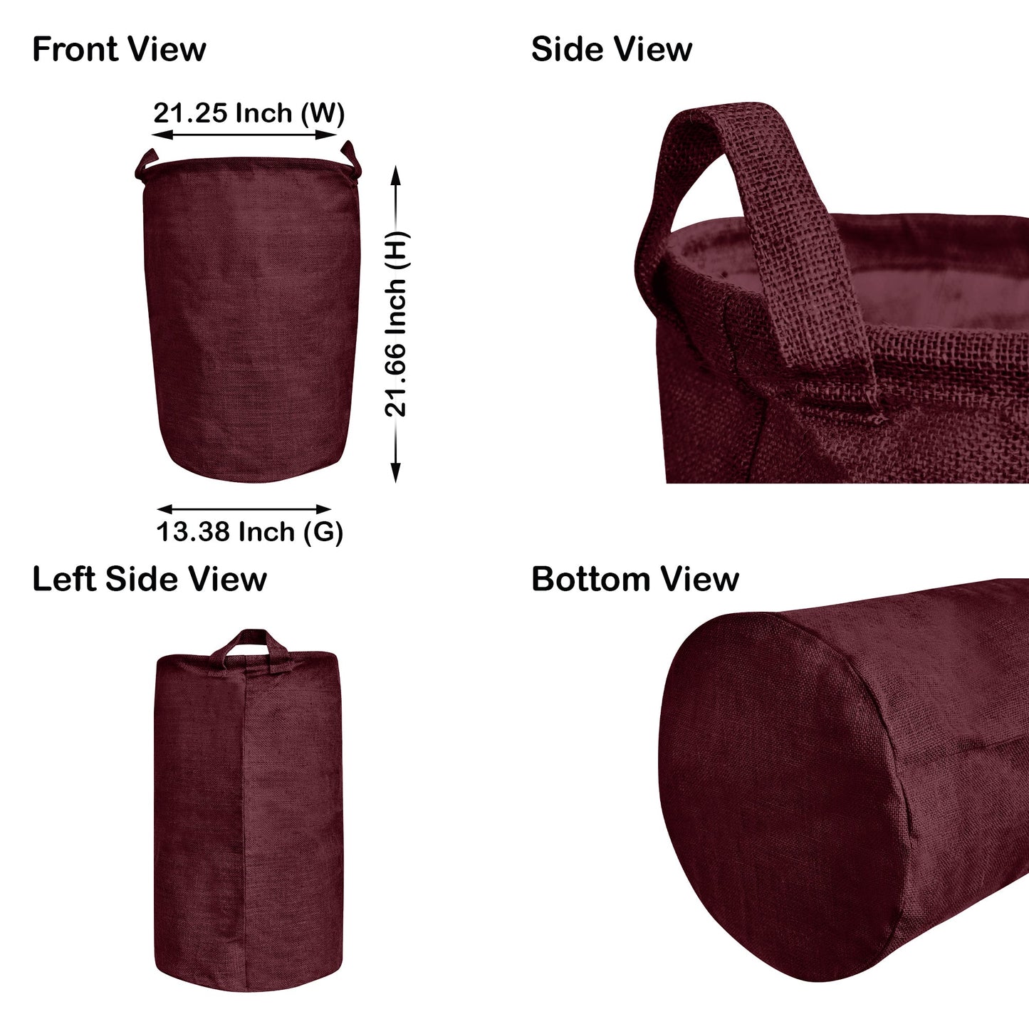 Jute Storage Bags –Laundry Baskets with Handles, Storage Baskets for Living Room, Bedroom, Nursery & Home Organization (Set of 4)