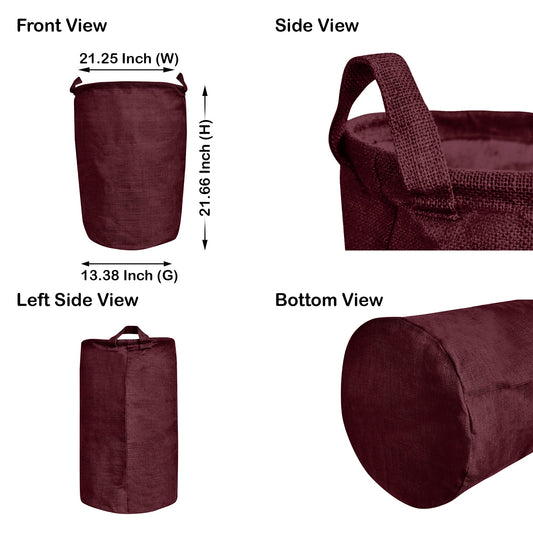 Jute Storage Bags –Laundry Baskets with Handles, Storage Baskets for Living Room, Bedroom, Nursery & Home Organization (Set of 4)