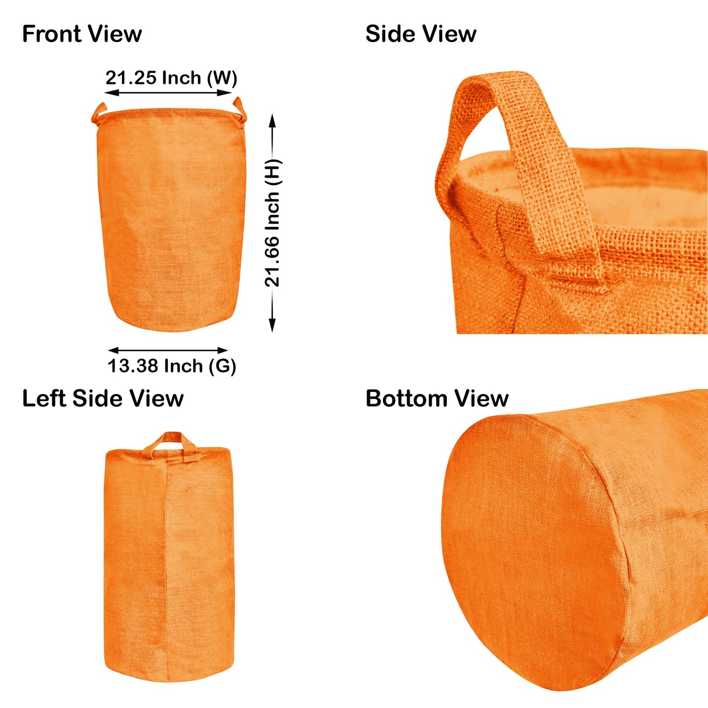 Jute Storage Bags –Laundry Baskets with Handles, Storage Baskets for Living Room, Bedroom, Nursery & Home Organization (Set of 4)