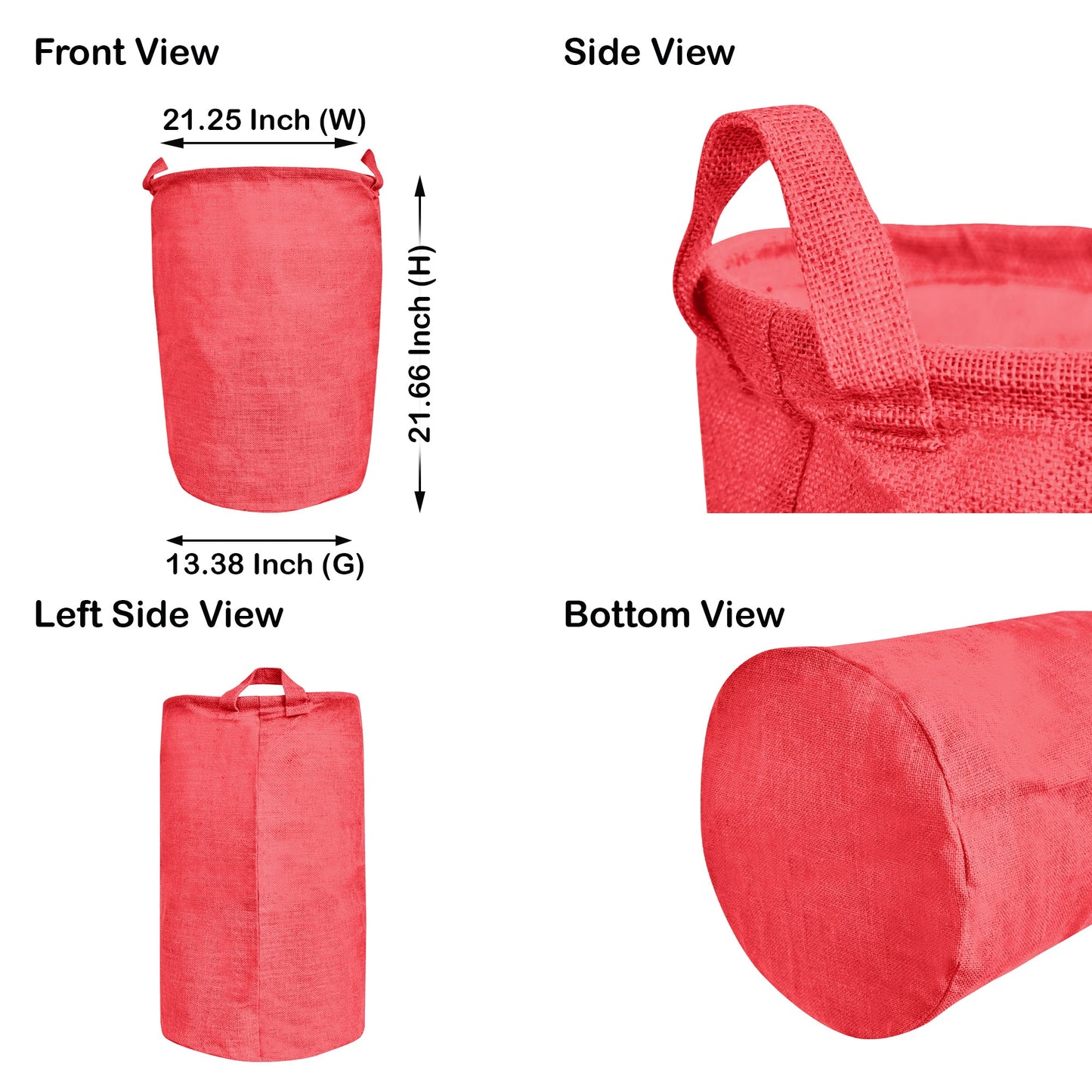 Jute Storage Bags –Laundry Baskets with Handles, Storage Baskets for Living Room, Bedroom, Nursery & Home Organization (Set of 4)