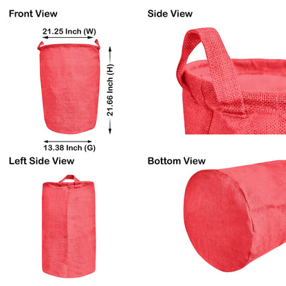 Jute Storage Bags –Laundry Baskets with Handles, Storage Baskets for Living Room, Bedroom, Nursery & Home Organization (Set of 4)