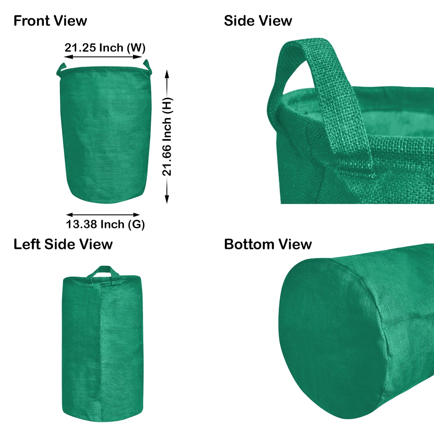 Jute Storage Bags –Laundry Baskets with Handles, Storage Baskets for Living Room, Bedroom, Nursery & Home Organization (Set of 4)