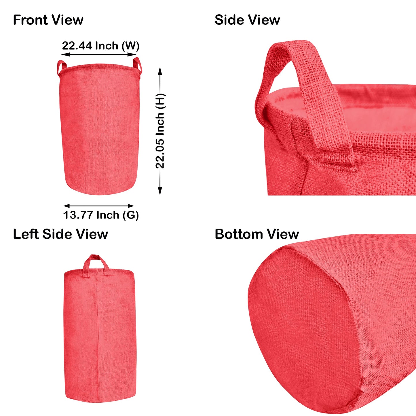 Jute Storage Bags – Laundry Storage Basket with Handles for Living Room, Bedroom – Clothes & Household Storage (Packs of 4)