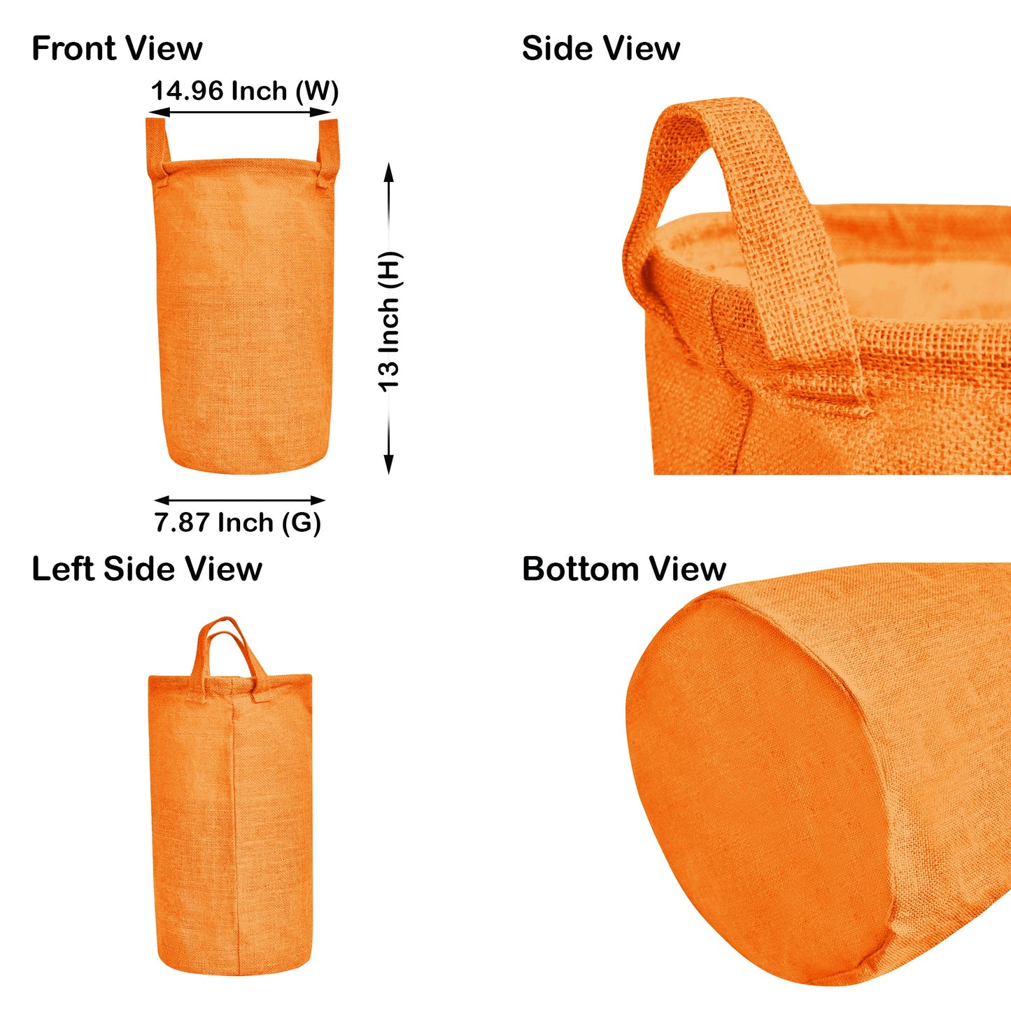 Jute Storage Bins – Set of 4 Foldable Baskets – Laundry Basket Decorative Woven Storage Basket with Handles for Living Room, Bedroom