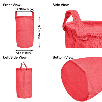 Jute Storage Bins – Set of 4 Foldable Baskets – Laundry Basket Decorative Woven Storage Basket with Handles for Living Room, Bedroom