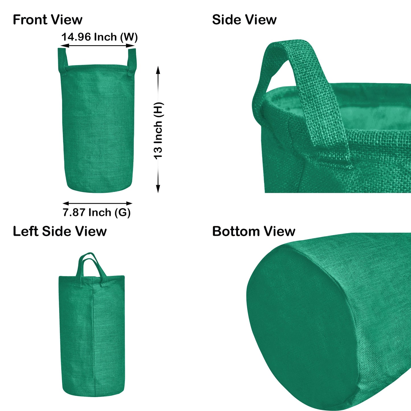 Jute Storage Bins – Set of 4 Foldable Baskets – Laundry Basket Decorative Woven Storage Basket with Handles for Living Room, Bedroom