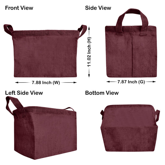 Colored Jute Storage Baskets – Rectangular Bins with Handles – Compact Hampers for Small Clothing, Toys, and Shoes (Set of 4)