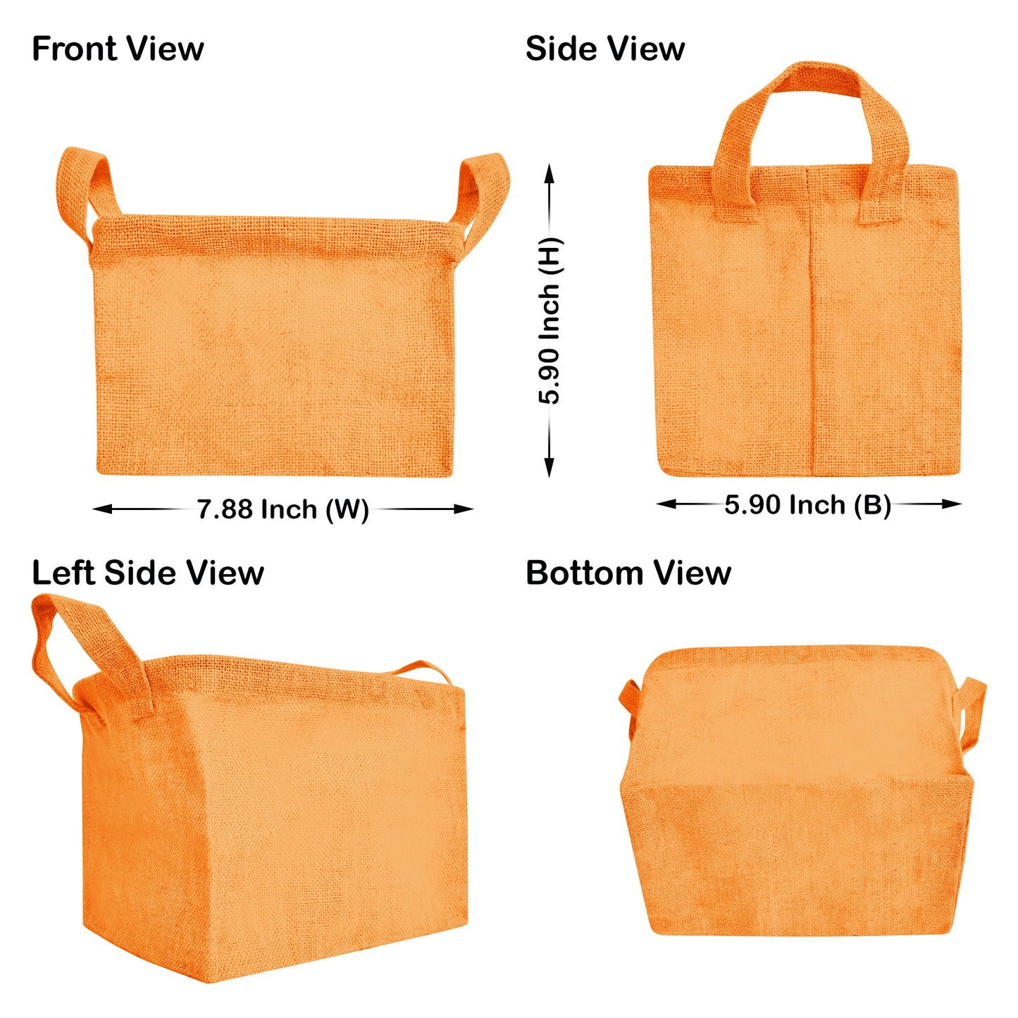 Jute Storage Baskets – Rectangular Organizer Bins with Handles  – Mini Hampers for Small Clothes, Toys & Shoes (Set of 4)