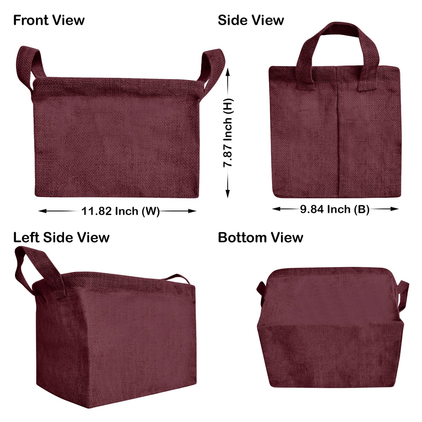 Coloured Collapsible Jute Baskets – Laundry Basket  Storage with Handles for Living Room, Bedroom – Small Clothes & Toys (Set of 4)