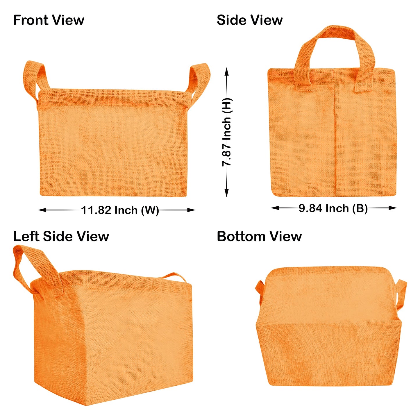 Coloured Collapsible Jute Baskets – Laundry Basket  Storage with Handles for Living Room, Bedroom – Small Clothes & Toys (Set of 4)