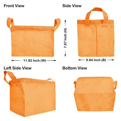 Coloured Collapsible Jute Baskets – Laundry Basket  Storage with Handles for Living Room, Bedroom – Small Clothes & Toys (Set of 4)