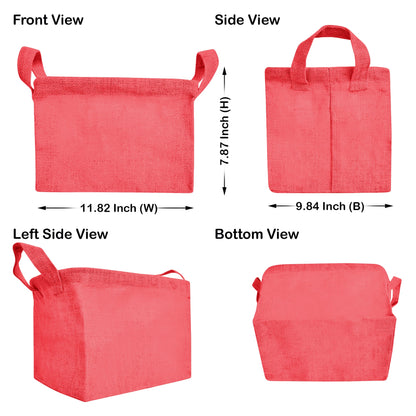 Coloured Collapsible Jute Baskets – Laundry Basket  Storage with Handles for Living Room, Bedroom – Small Clothes & Toys (Set of 4)