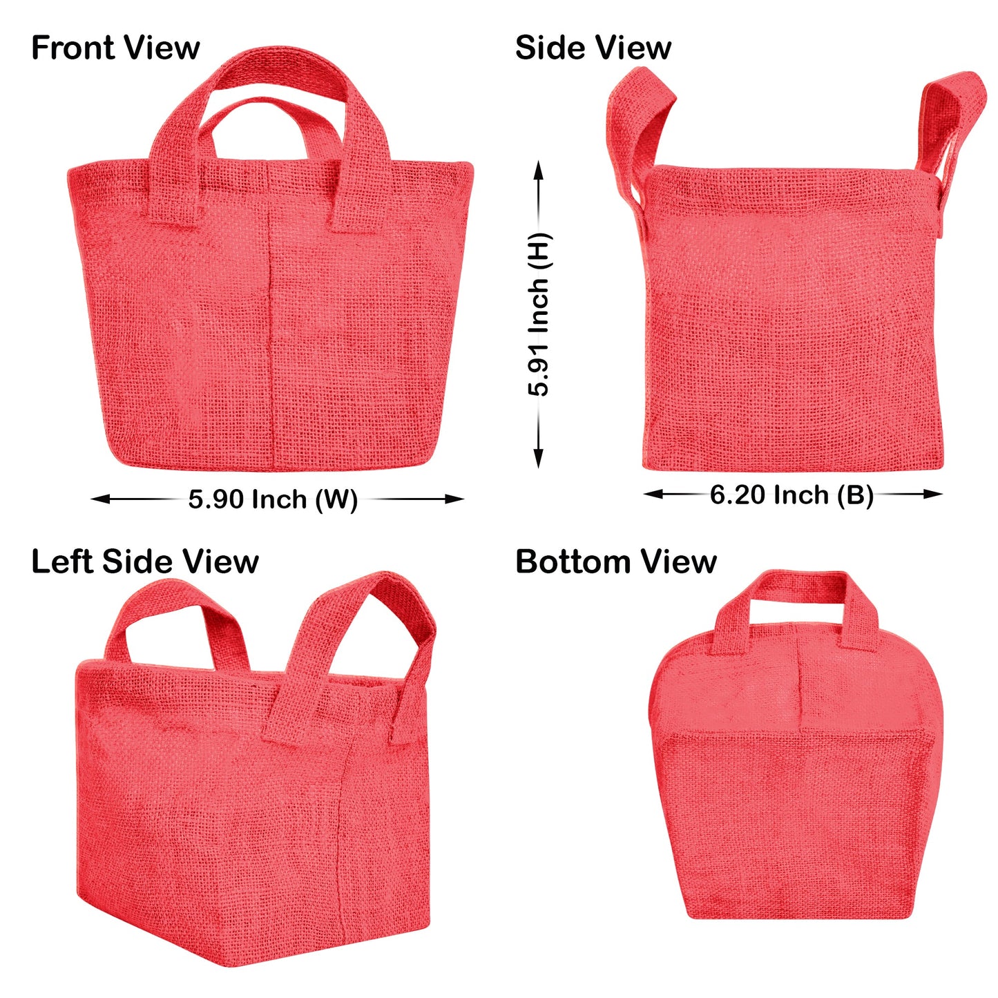 Jute Storage Baskets – Rectangular Organizer Bins with Handles for Living Room, Bedroom – Ideal for Storing Toys, Books, and Small Items (Packs of 4)