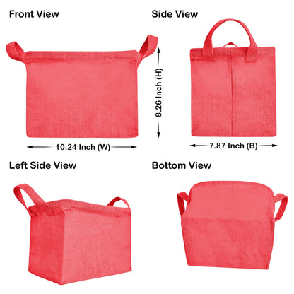 Coloured Jute Organizer Baskets – Storage Basket with Handles for Living Room, Bedroom – Rectangular Bins for Toys, Books & Small Items (Packs of 4)