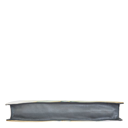 Hand-Painted Leather Briefcase Bag - Birds Design