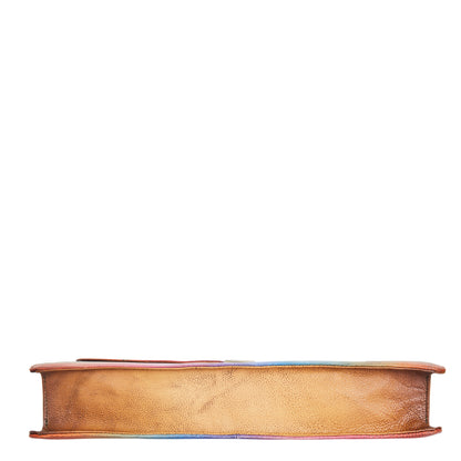 Hand-Painted Leather Briefcase Bag – Bright Abstract Design