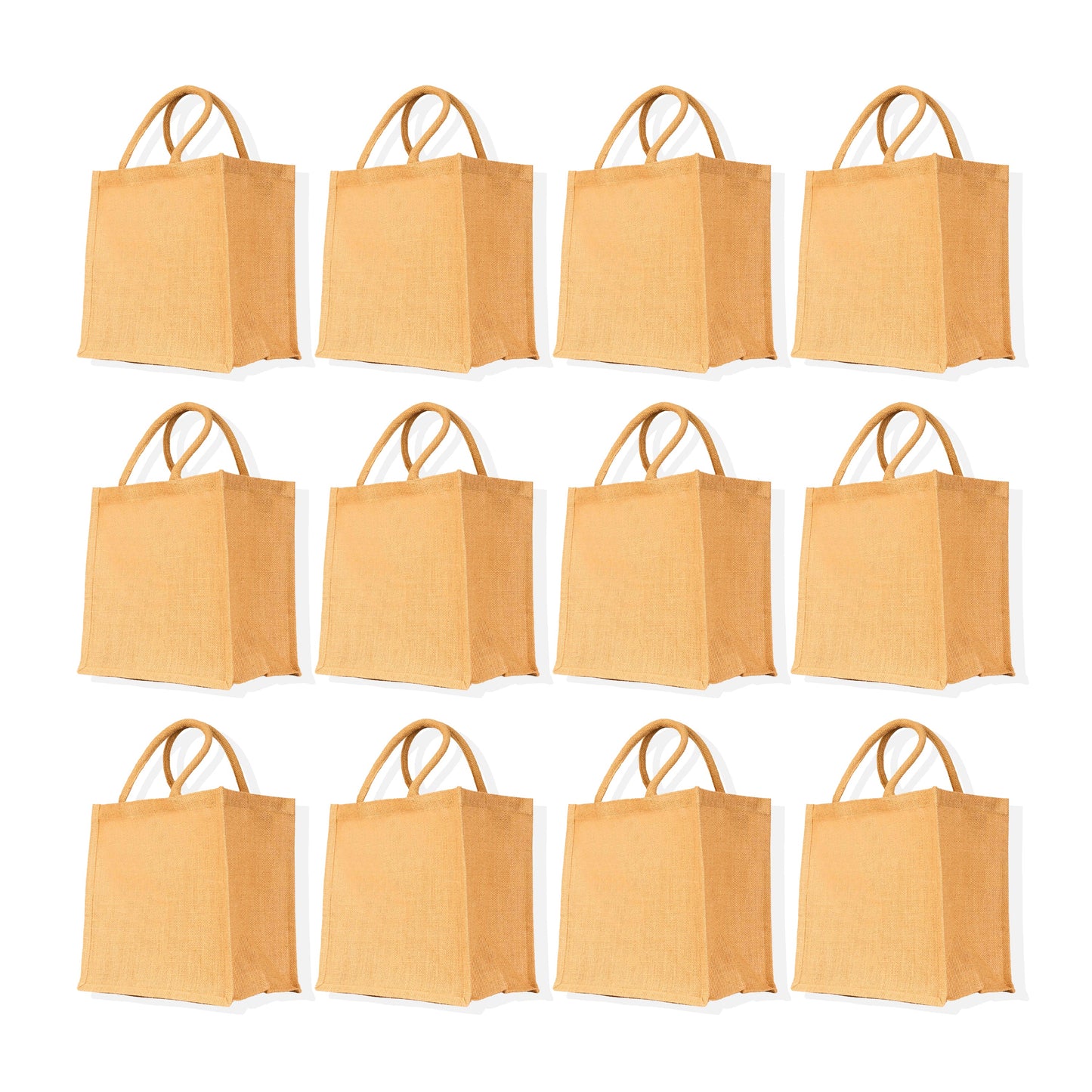 Unisex Jute Tote Bag, Reusable Shopping Bags, Wedding, Gift, Wholesale Burlap Reusable Grocery Bags (Packs of 12)