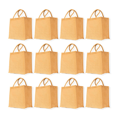 Unisex Jute Tote Bag, Reusable Shopping Bags, Wedding, Gift, Wholesale Burlap Reusable Grocery Bags (Packs of 12)