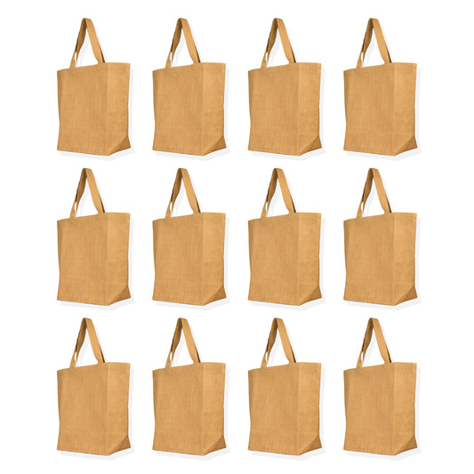 Reusable Jute Tote Bags with Handles – Eco-Friendly Burlap Bags for Groceries, Gifts,Weddings & DIY Crafts (Packs of 12)