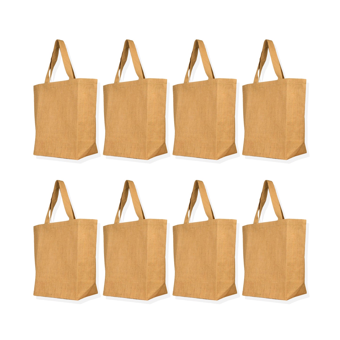 Jute Tote Bags with Handles – Wholesale Eco-Friendly Burlap Bags for Shopping, Weddings & DIY Crafts (Set of 8)