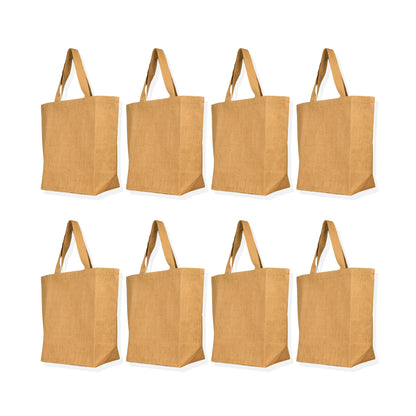 Jute Tote Bags with Handles – Wholesale Eco-Friendly Burlap Bags for Shopping, Weddings & DIY Crafts (Set of 8)