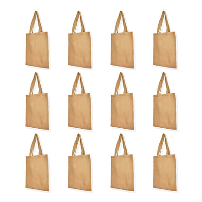 Reusable Jute Burlap Tote Bags with Handles – Eco-Friendly Totes for Beach, Grocery, Parties & Travel (Packs of 12)
