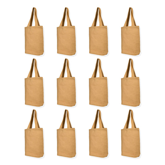 Burlap Jute Tote Bags – Reusable Gift Bags for Women, Bridesmaids, Weddings, Grocery, Shopping & Travel (Packs of 12)