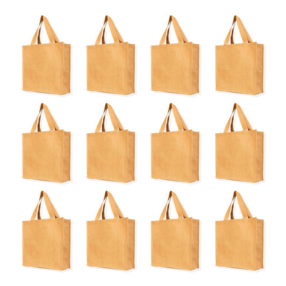 Burlap Jute Tote Bags – Reusable Gift Bags for Women, Weddings, Shopping & Daily Use (Packs of 12)