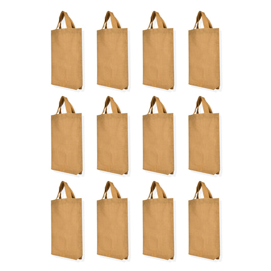 Burlap Jute Tote Bags – Reusable Gift Bags for Women, Bridesmaids, Weddings & Grocery Shopping (Packs of 12)
