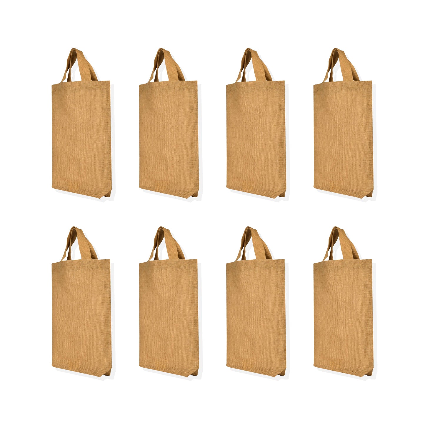 Burlap Wholesale Jute Tote Bags – Reusable Gift Bags, Bridesmaids, Weddings, and Grocery Shopping (Packs of 8)