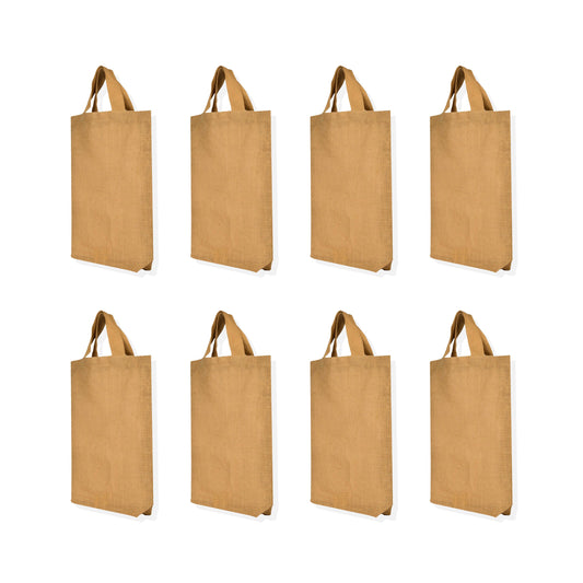 Burlap Jute Tote Bags – Reusable Gift Bags for Women, Bridesmaids, Weddings, and Grocery Shopping (Packs of 8)