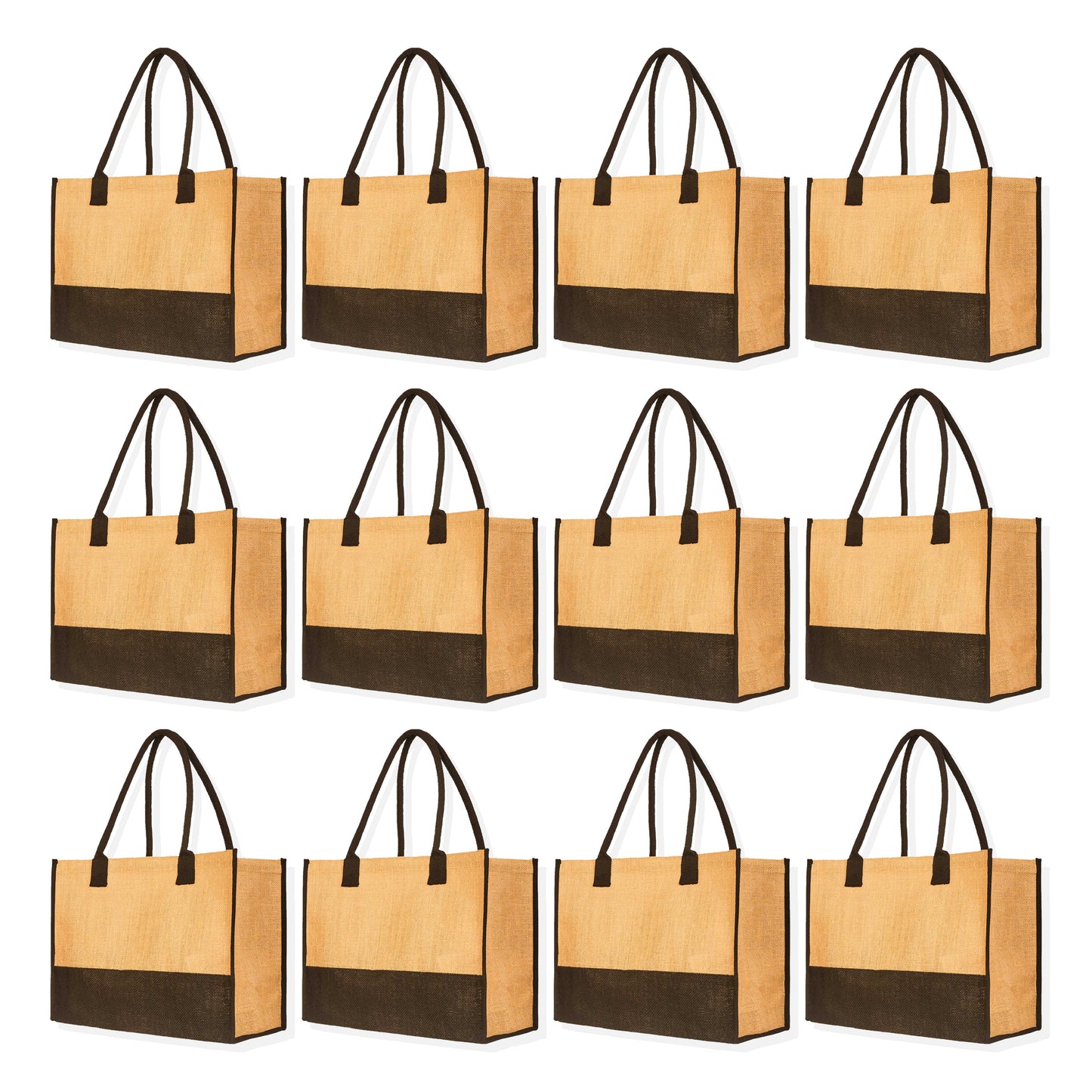 Reusable Jute Tote Bags- Wholesale Burlap Gift Bags for Women, Bridesmaids, Shopping (Packs of 12)