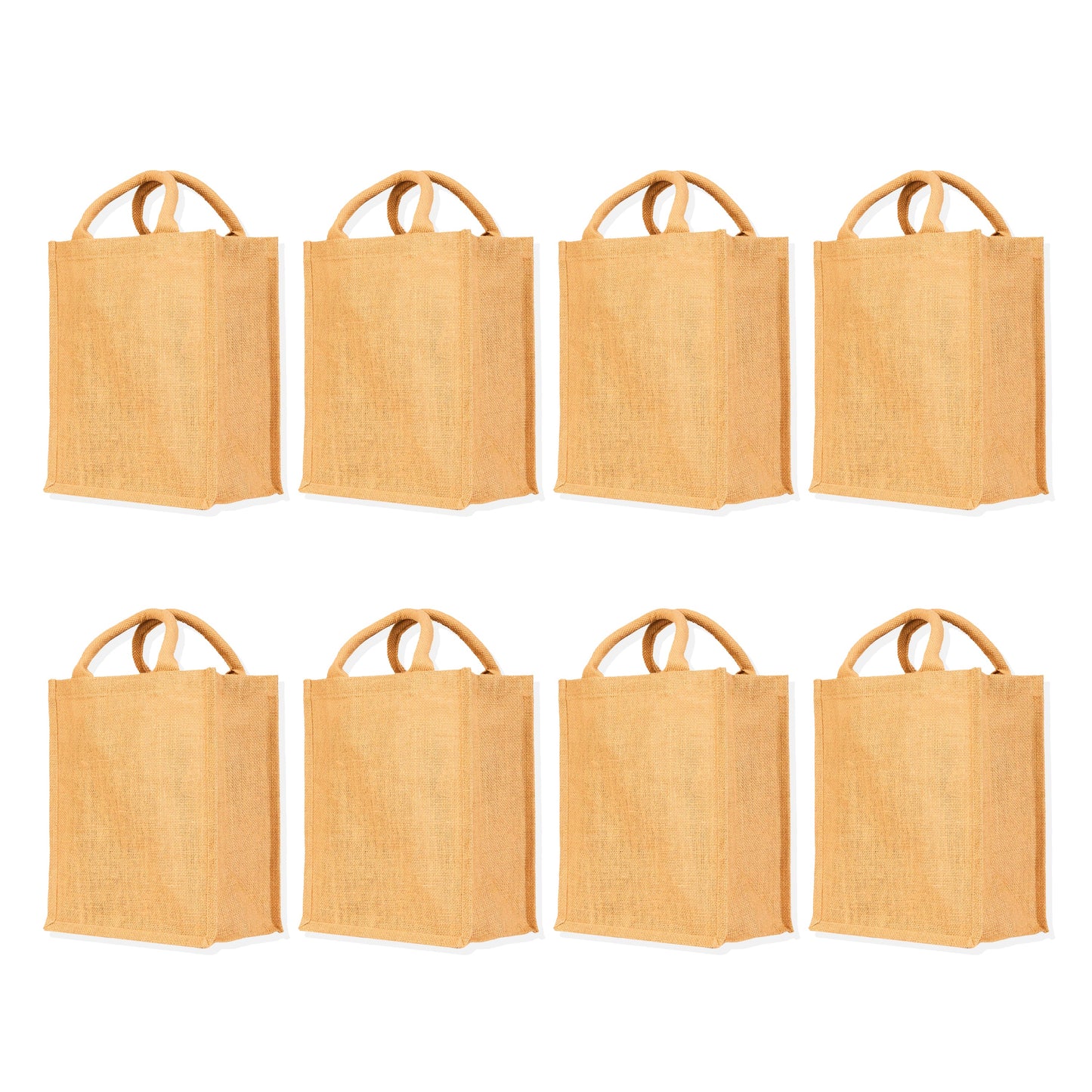 Burlap Jute Tote Bags Wholesale Eco-Friendly Totes for Shopping, Weddings, Gifts & DIY Projects (Set of 8)