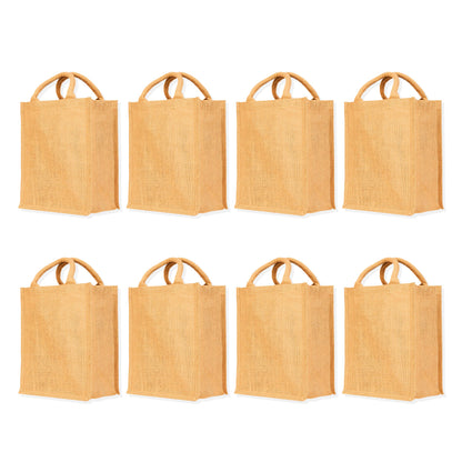 Burlap Jute Tote Bags Wholesale Eco-Friendly Totes for Shopping, Weddings, Gifts & DIY Projects (Set of 8)