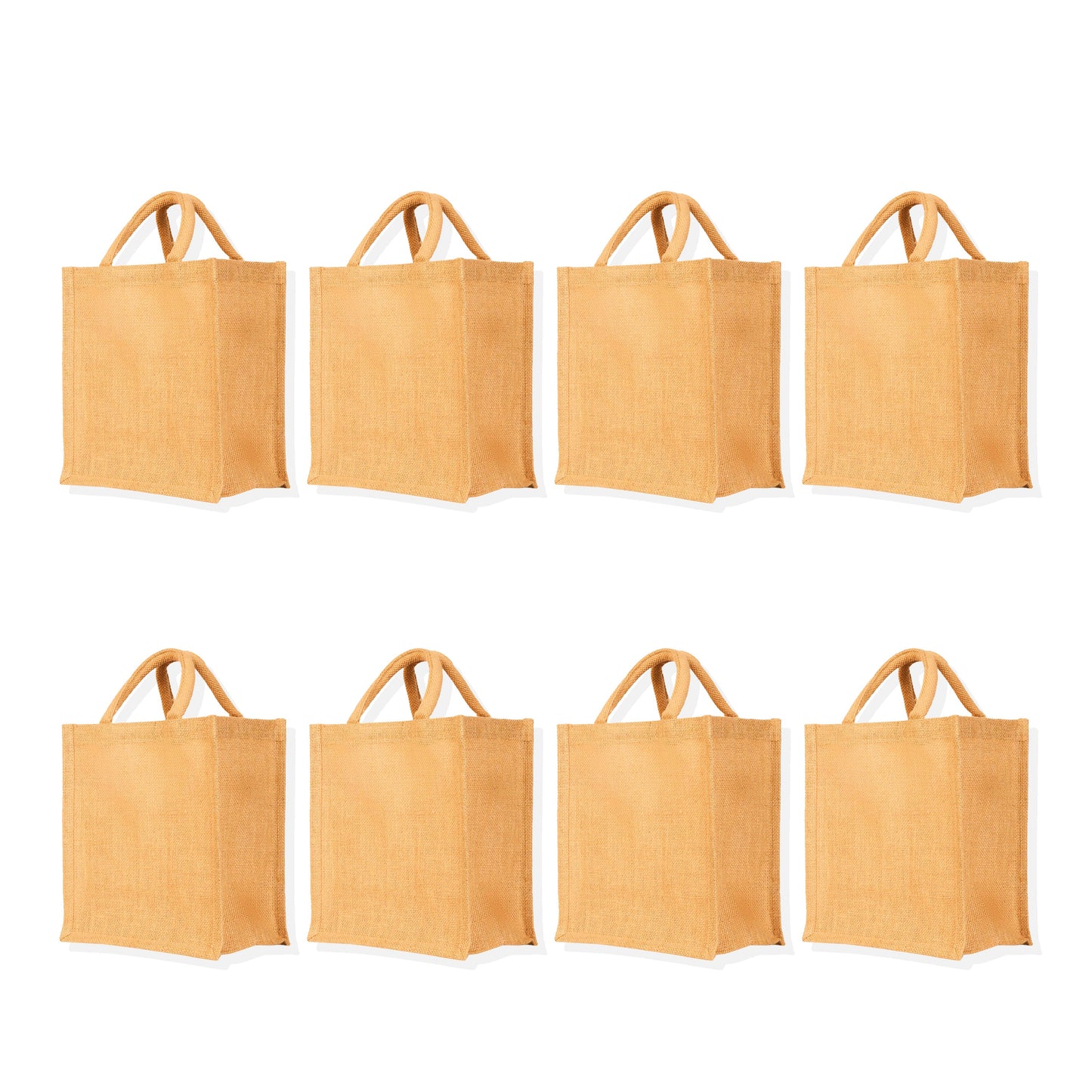 Jute Burlap Tote Bags – Reusable, Sturdy & Eco-Friendly Totes for Shopping, Events, Gifting (Set of 8)