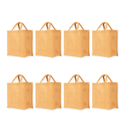 Jute Burlap Tote Bags – Reusable, Sturdy & Eco-Friendly Totes for Shopping, Events, Gifting (Set of 8)