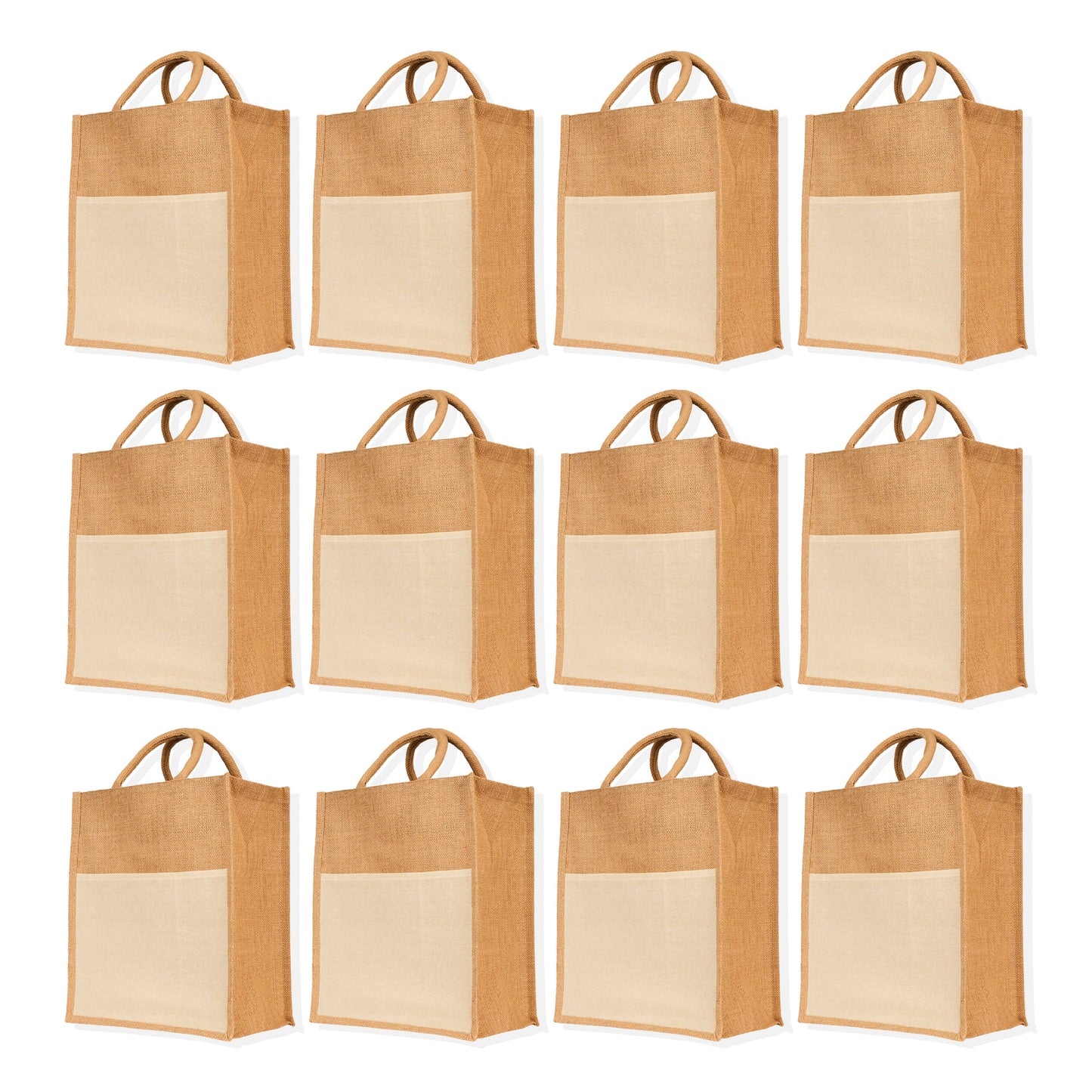 Jute Burlap Tote Bags – Multipurpose Bags in Wholesale, Grocery, Gifting, Shopping, Travel, Beach & Weddings (Packs of 12)