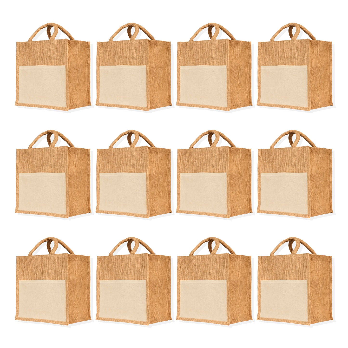 Wholesale Jute Burlap Tote Bags – Reusable Totes for Shopping, Beach, Gifts, DIY Crafts, Travel & Weddings (Packs of 12)