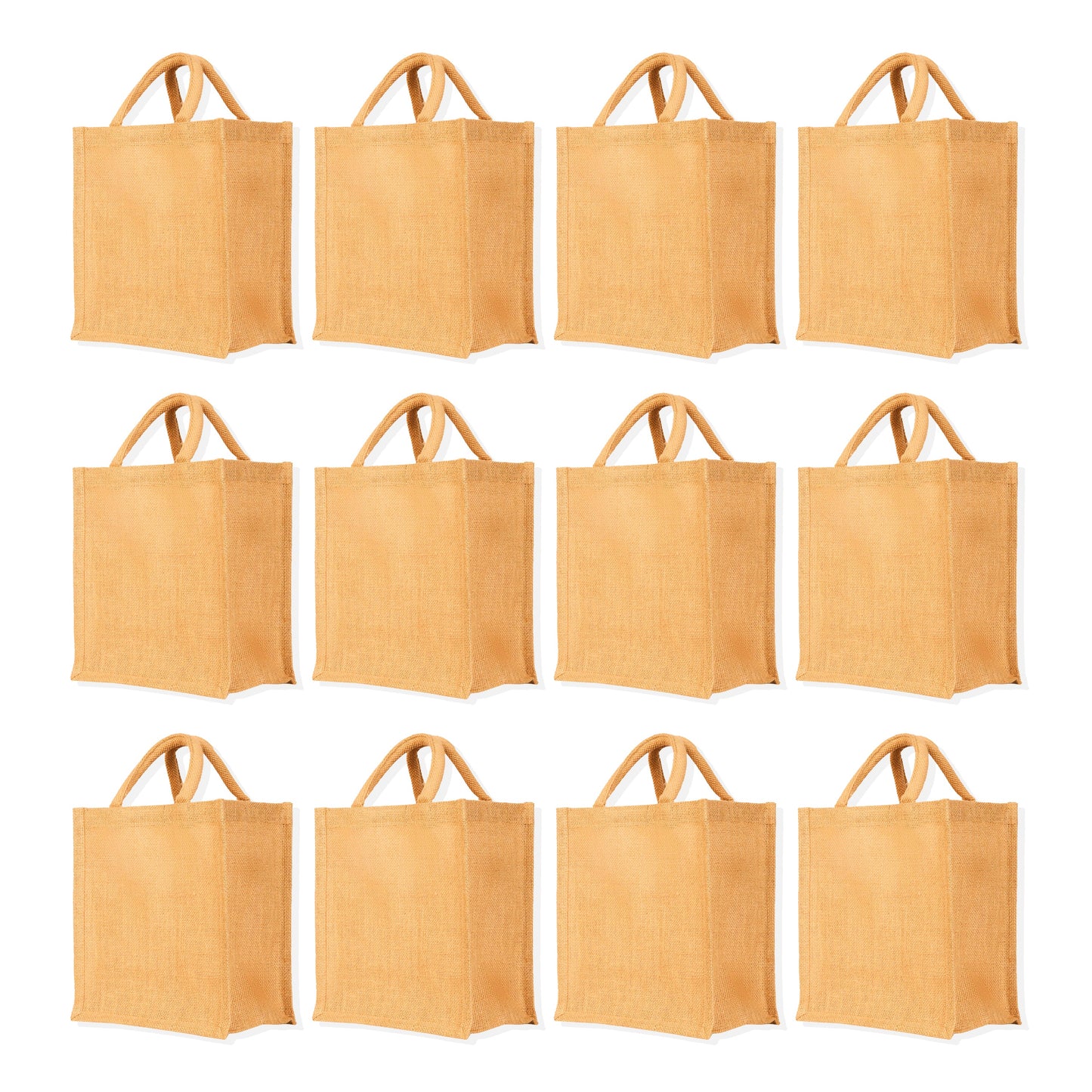 Wholesale Jute Tote Bags with Tube Handles – Reusable Blank Burlap Gift Bags, Shopping, Weddings,& Beach Trips (Packs of 12)