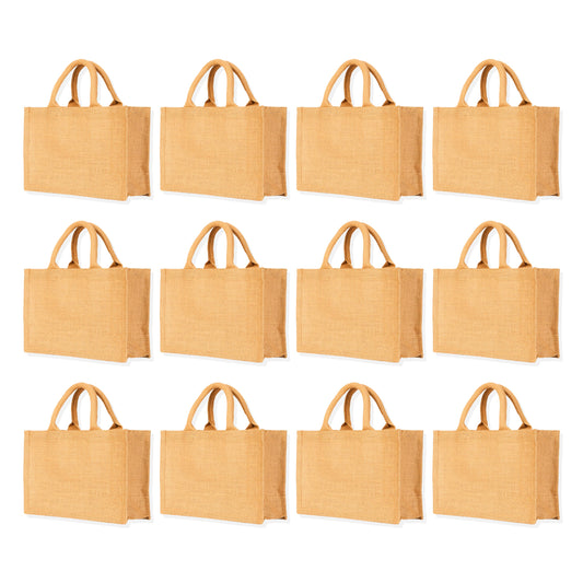 Reusable Jute Tote Bags– Perfect for Shopping, Groceries, Bridesmaids, DIY, Weddings, Beach Trips & More (Packs of 12)