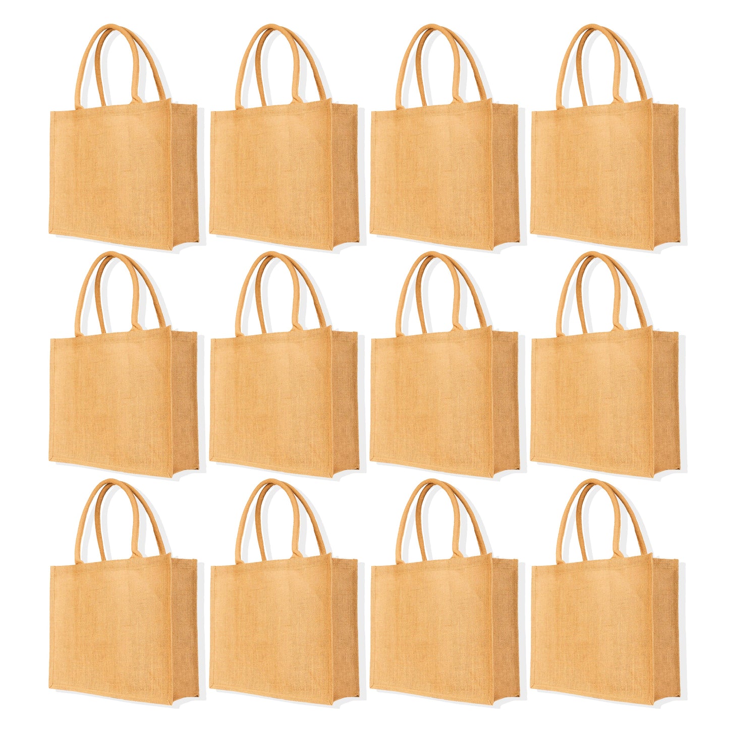 Reusable Jute Tote Bags – Eco-Friendly Burlap Bags for Shopping, Gifting, Weddings, DIY Crafts, and Daily Use (Set of 12)